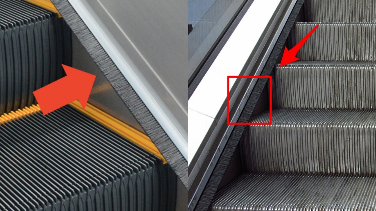 Why do escalators have brushes on the side?