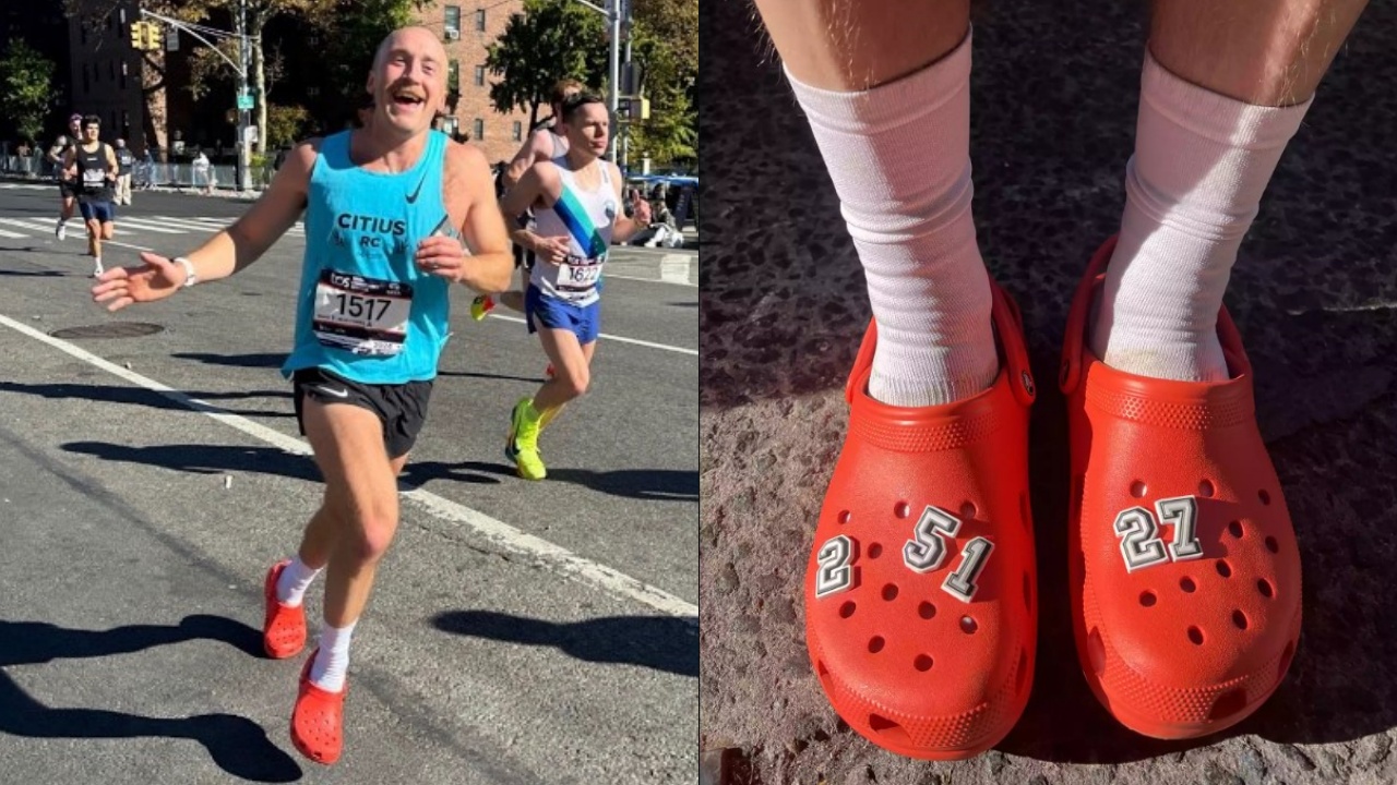 Man sets world record by running New York City Marathon in orange crocs