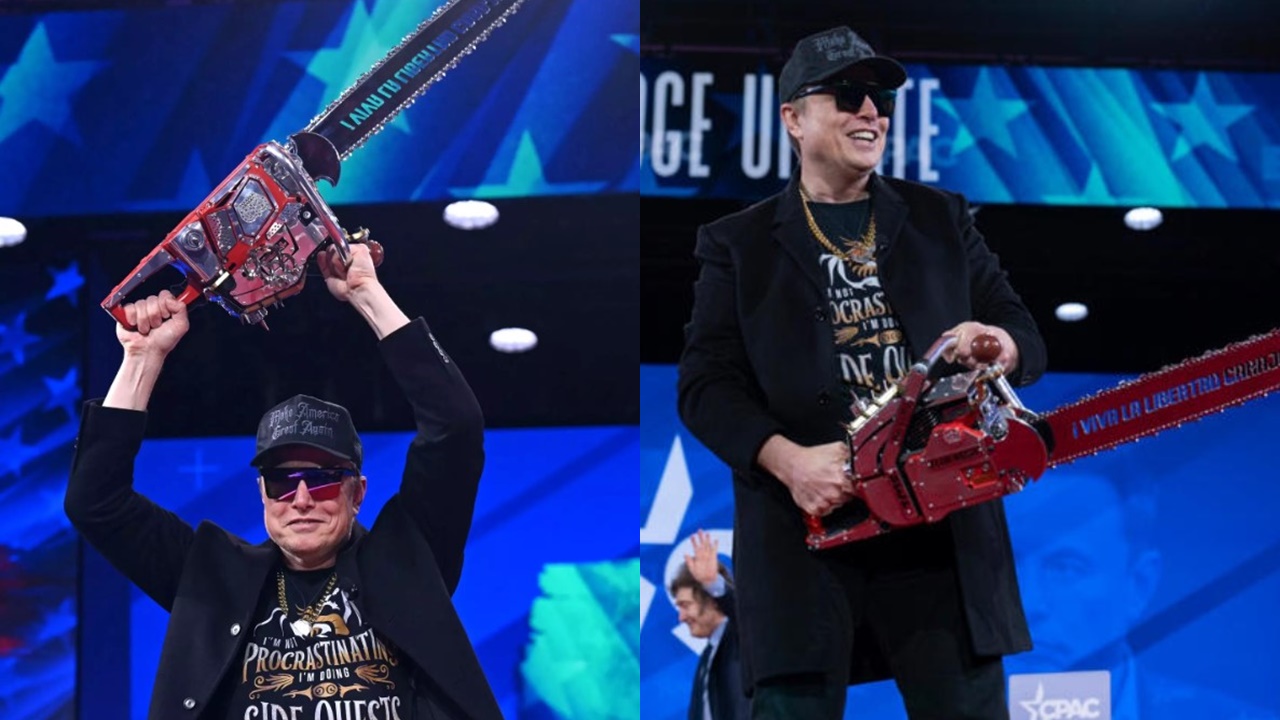Elon Musk stuns CPAC crowd by brandishing ‘chainsaw for bureaucracy’ on stage